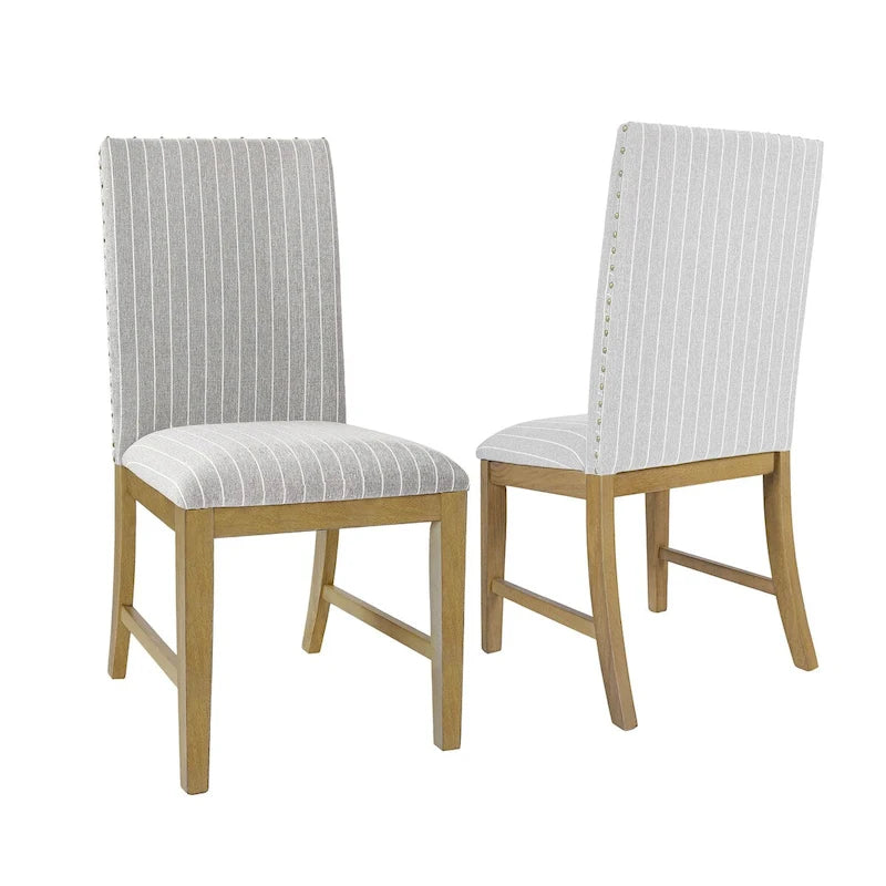 Chaises de salle à manger HomePop à tablier en bois rembourré - Lot de 2