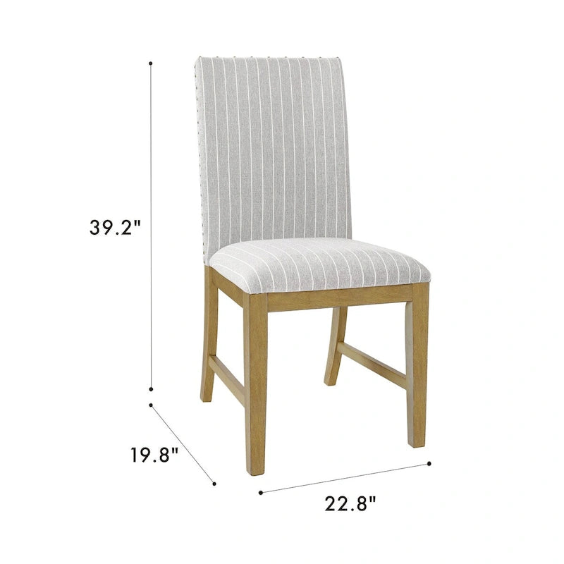 Chaises de salle à manger HomePop à tablier en bois rembourré - Lot de 2
