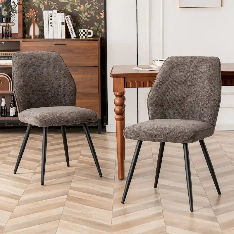 Ensemble de 2 chaises de salle à manger modernes du milieu du siècle, sans accoudoirs, en tissu