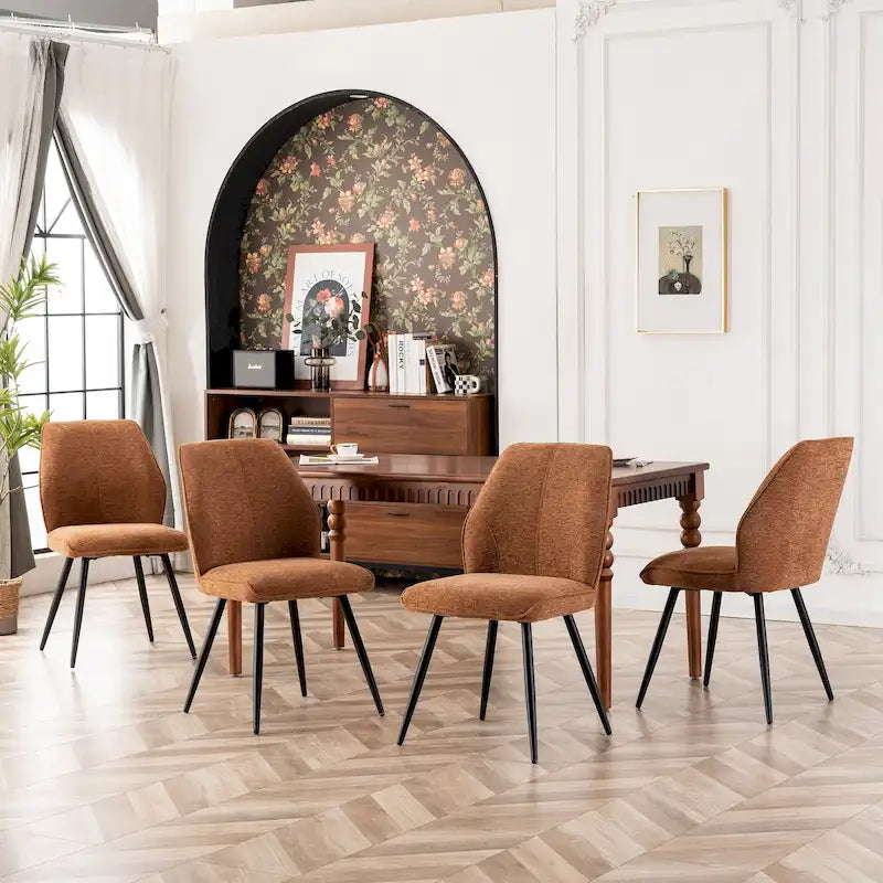 Ensemble de 2 chaises de salle à manger modernes du milieu du siècle, sans accoudoirs, en tissu