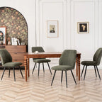 Ensemble de 2 chaises de salle à manger modernes du milieu du siècle, sans accoudoirs, en tissu