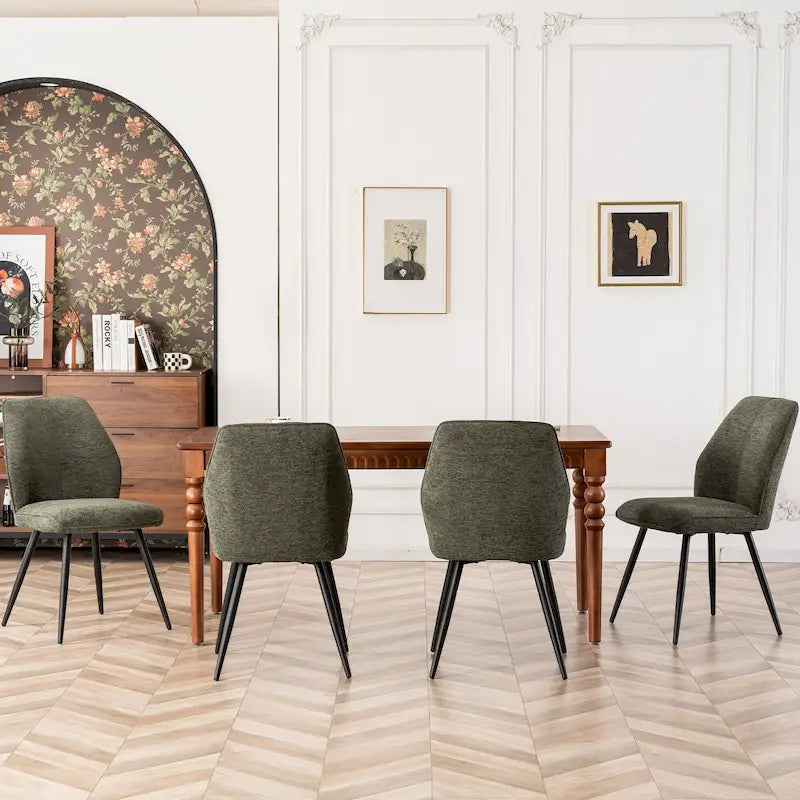 Ensemble de 2 chaises de salle à manger modernes du milieu du siècle, sans accoudoirs, en tissu