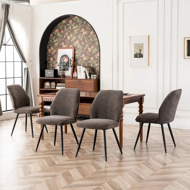 Ensemble de 2 chaises de salle à manger modernes du milieu du siècle, sans accoudoirs, en tissu