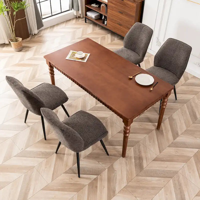 Ensemble de 2 chaises de salle à manger modernes du milieu du siècle, sans accoudoirs, en tissu