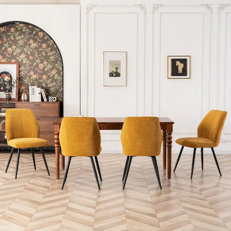 Ensemble de 2 chaises de salle à manger modernes du milieu du siècle, sans accoudoirs, en tissu