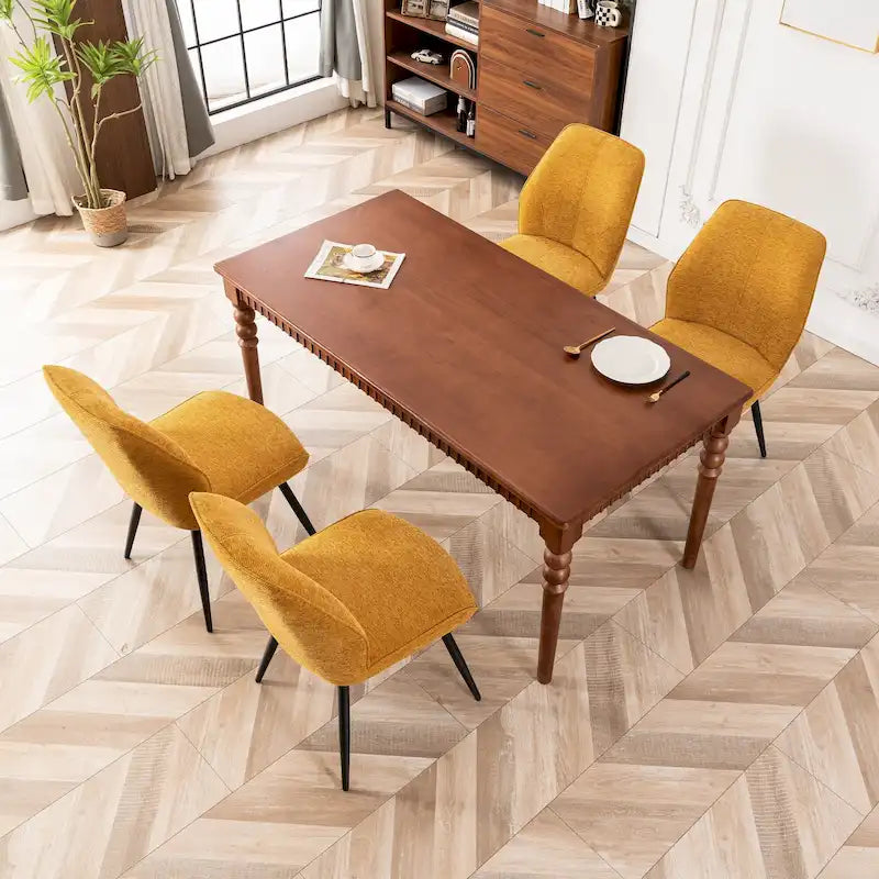 Ensemble de 2 chaises de salle à manger modernes du milieu du siècle, sans accoudoirs, en tissu