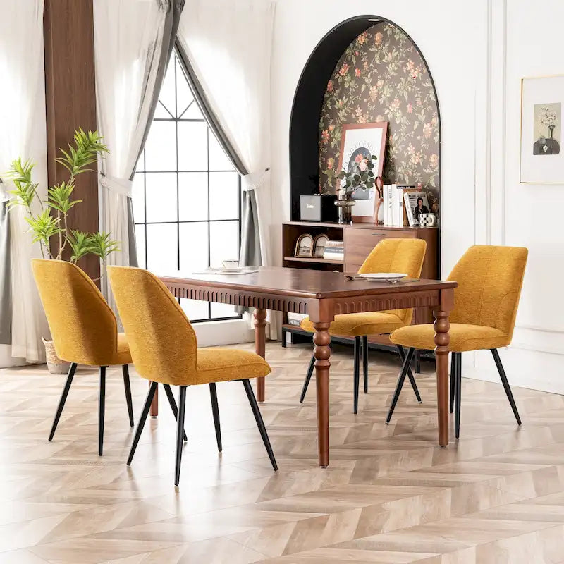Ensemble de 2 chaises de salle à manger modernes du milieu du siècle, sans accoudoirs, en tissu