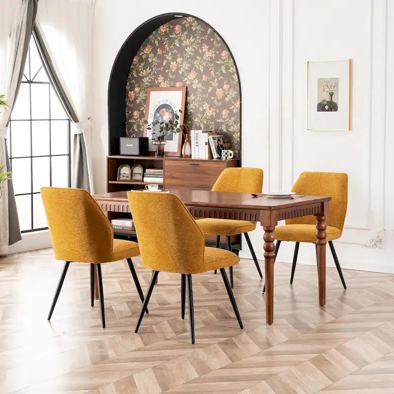 Ensemble de 2 chaises de salle à manger modernes du milieu du siècle, sans accoudoirs, en tissu