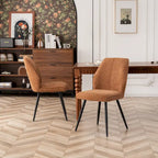Ensemble de 2 chaises de salle à manger modernes du milieu du siècle, sans accoudoirs, en tissu