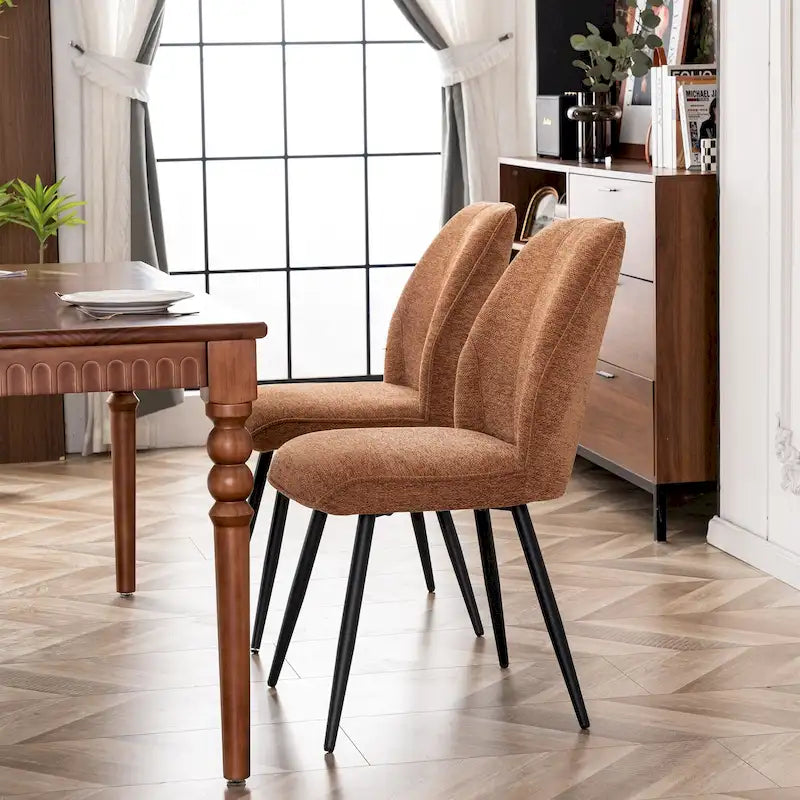 Ensemble de 2 chaises de salle à manger modernes du milieu du siècle, sans accoudoirs, en tissu