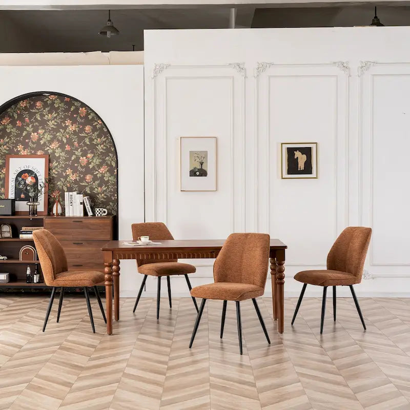 Ensemble de 2 chaises de salle à manger modernes du milieu du siècle, sans accoudoirs, en tissu