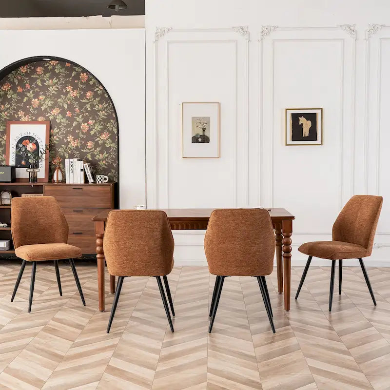 Ensemble de 2 chaises de salle à manger modernes du milieu du siècle, sans accoudoirs, en tissu