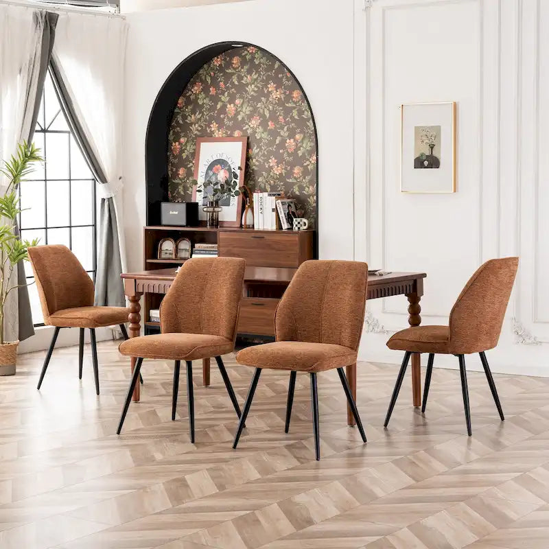 Ensemble de 2 chaises de salle à manger modernes du milieu du siècle, sans accoudoirs, en tissu