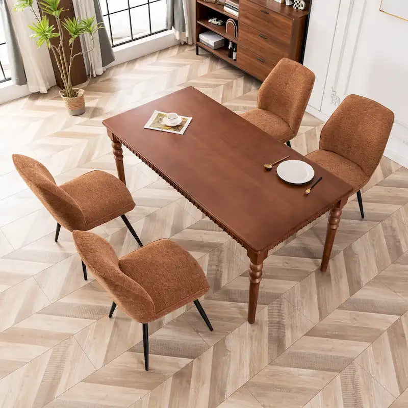 Ensemble de 2 chaises de salle à manger modernes du milieu du siècle, sans accoudoirs, en tissu