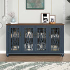 63 Vintage Style Wood Kitchen Accent Buffet Sideboard Cabinet - 63 in Width