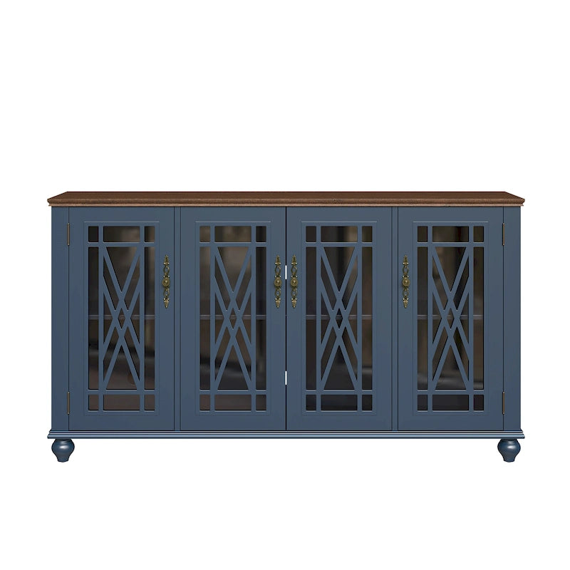 Buffet/meuble d'appoint de cuisine en bois de style vintage - Largeur : 63 pouces