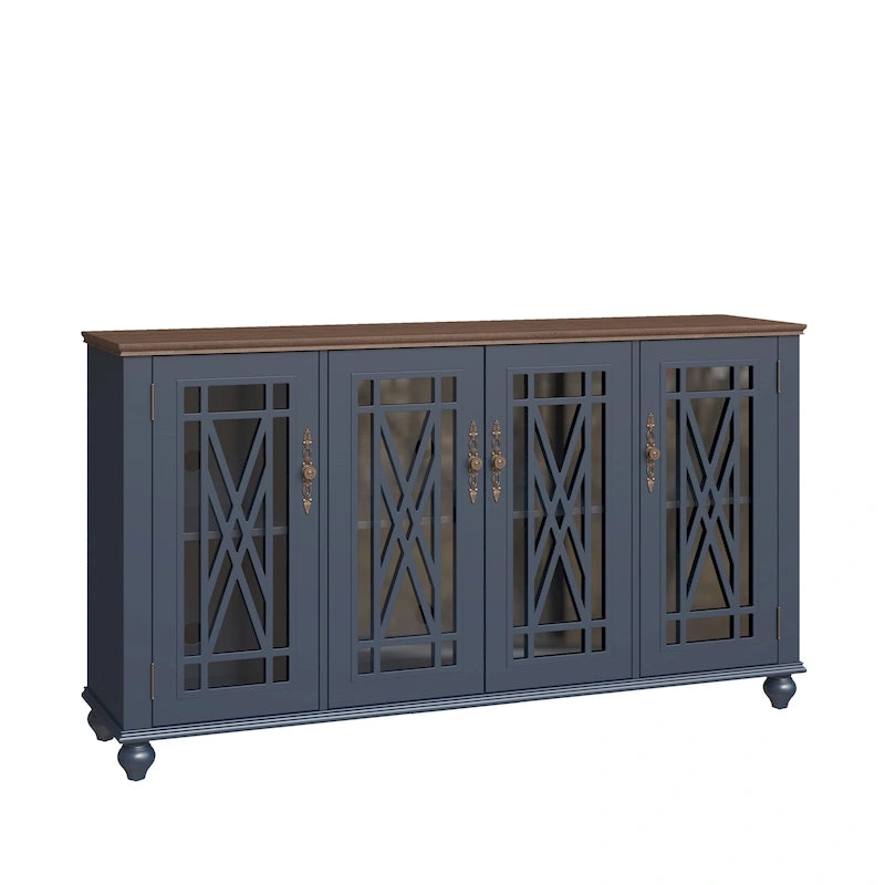 Buffet/meuble d'appoint de cuisine en bois de style vintage - Largeur : 63 pouces