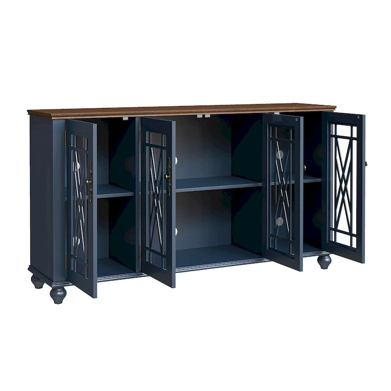 Buffet/meuble d'appoint de cuisine en bois de style vintage - Largeur : 63 pouces