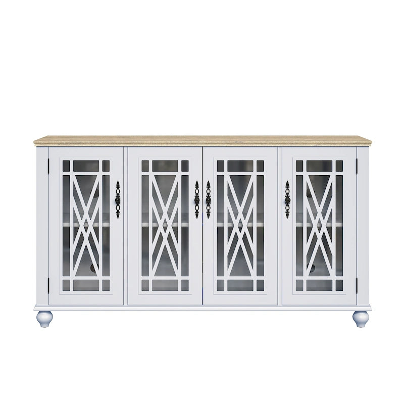 Buffet/meuble d'appoint de cuisine en bois de style vintage - Largeur : 63 pouces