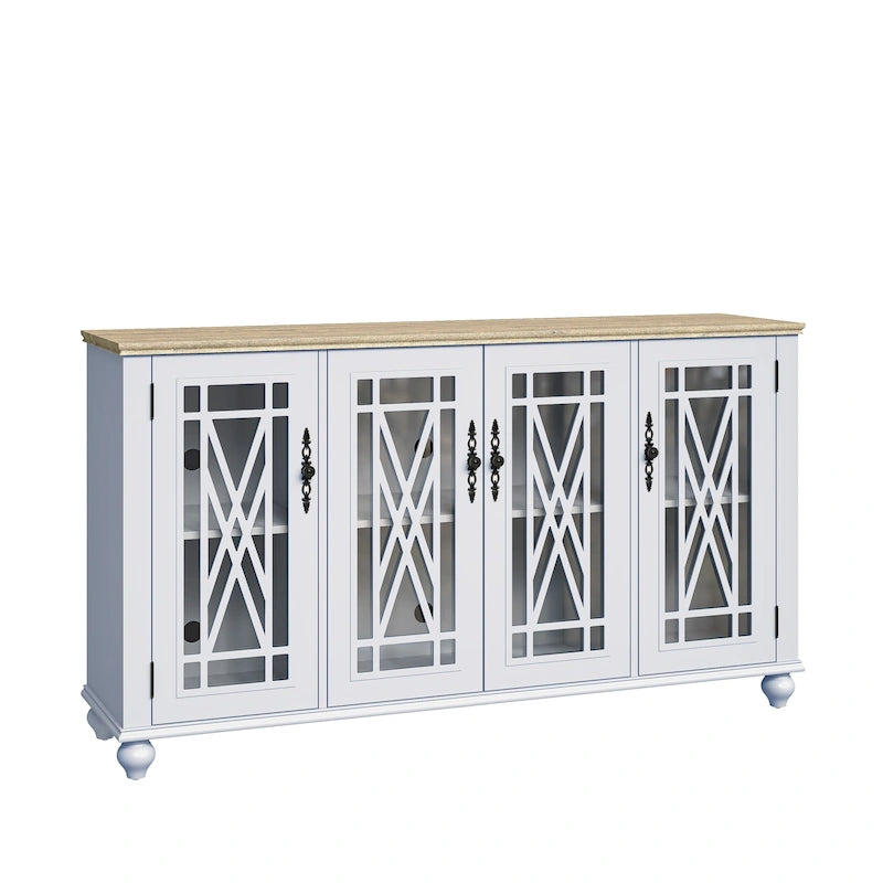 Buffet/meuble d'appoint de cuisine en bois de style vintage - Largeur : 63 pouces