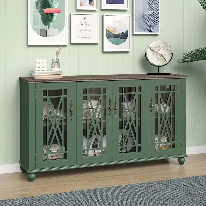 Buffet/meuble d'appoint de cuisine en bois de style vintage - Largeur : 63 pouces