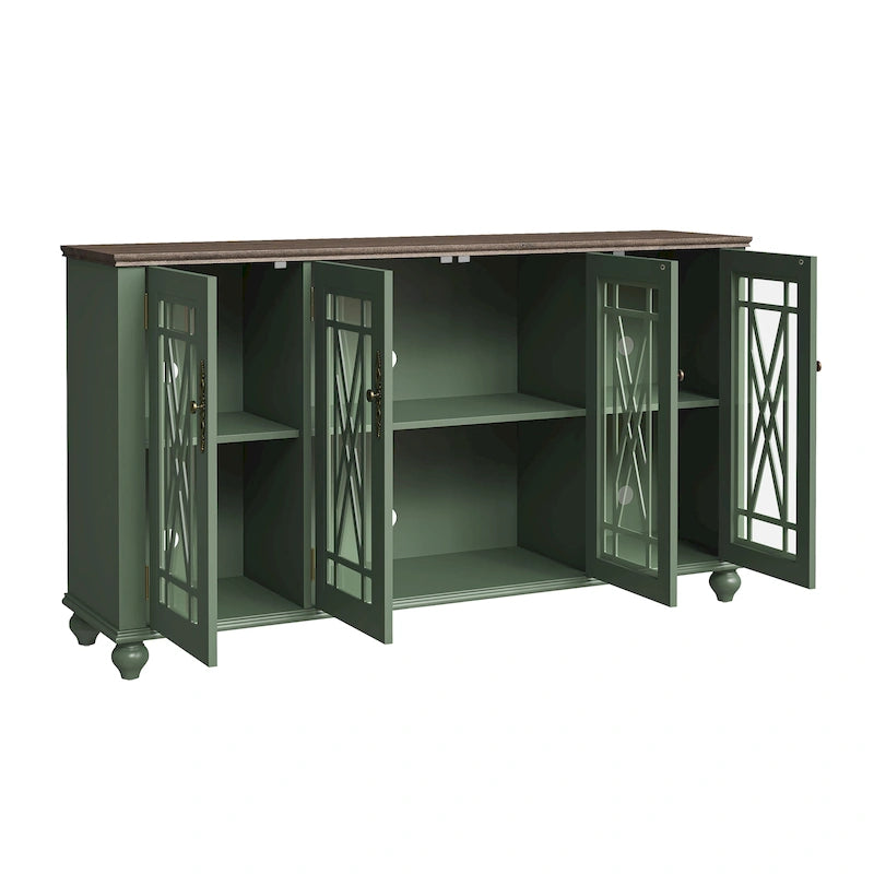 Buffet/meuble d'appoint de cuisine en bois de style vintage - Largeur : 63 pouces
