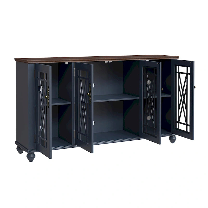 Buffet/meuble d'appoint de cuisine en bois de style vintage - Largeur : 63 pouces