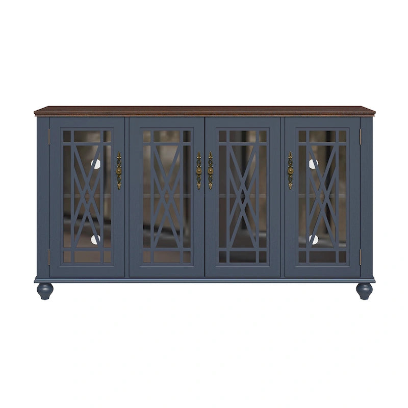 Buffet/meuble d'appoint de cuisine en bois de style vintage - Largeur : 63 pouces