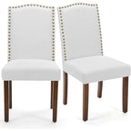 Ensemble de 2 chaises de salle à manger rembourrées, chaises de salle à manger modernes en tissu rembourré avec garniture cloutée et pieds en bois