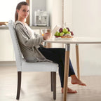 Ensemble de 2 chaises de salle à manger rembourrées, chaises de salle à manger modernes en tissu rembourré avec garniture cloutée et pieds en bois