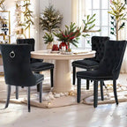 Ensemble de 4 chaises de salle à manger, chaises de cuisine de luxe en velours rembourré, avec dossier rembourré et pieds en bois massif.