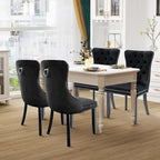 Ensemble de 4 chaises de salle à manger, chaises de cuisine de luxe en velours rembourré, avec dossier rembourré et pieds en bois massif.