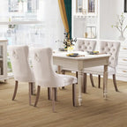 Ensemble de 4 chaises de salle à manger, chaises de cuisine de luxe en velours rembourré, avec dossier rembourré et pieds en bois massif.