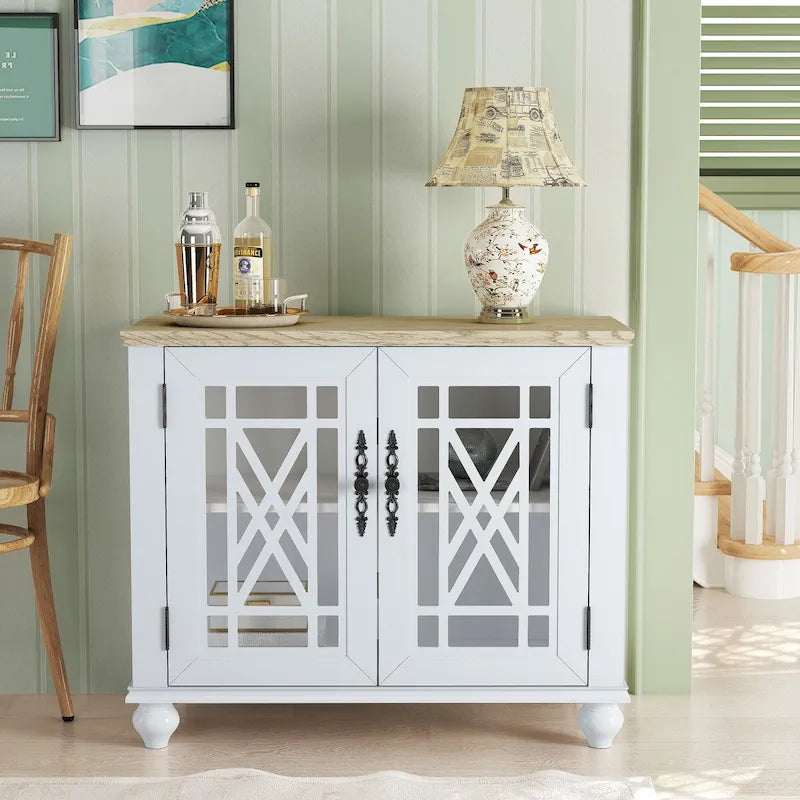 Buffet/meuble d'appoint de cuisine style vintage de 38 pouces