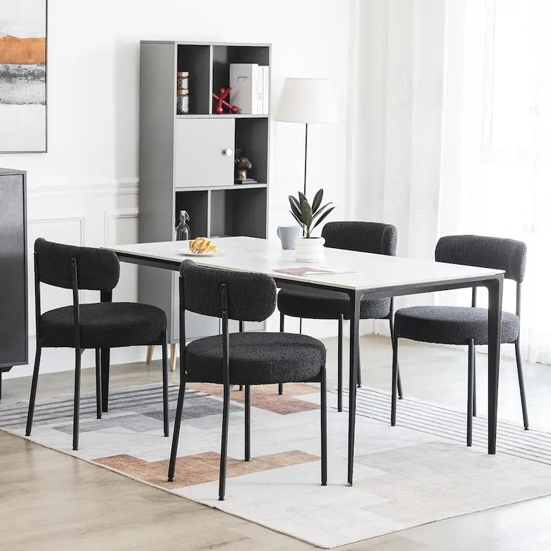 Ensemble de 2/4/6 chaises de salle à manger XINMICS, chaises de cuisine/salle à manger rembourrées en bouclette de style moderne du milieu du siècle