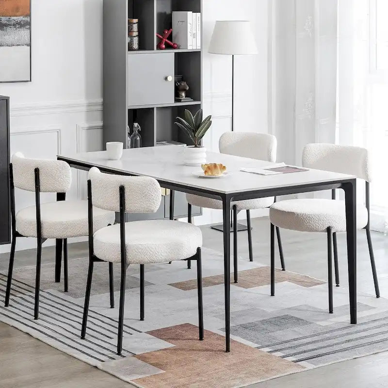 Ensemble de 2/4/6 chaises de salle à manger XINMICS, chaises de cuisine/salle à manger rembourrées en bouclette de style moderne du milieu du siècle