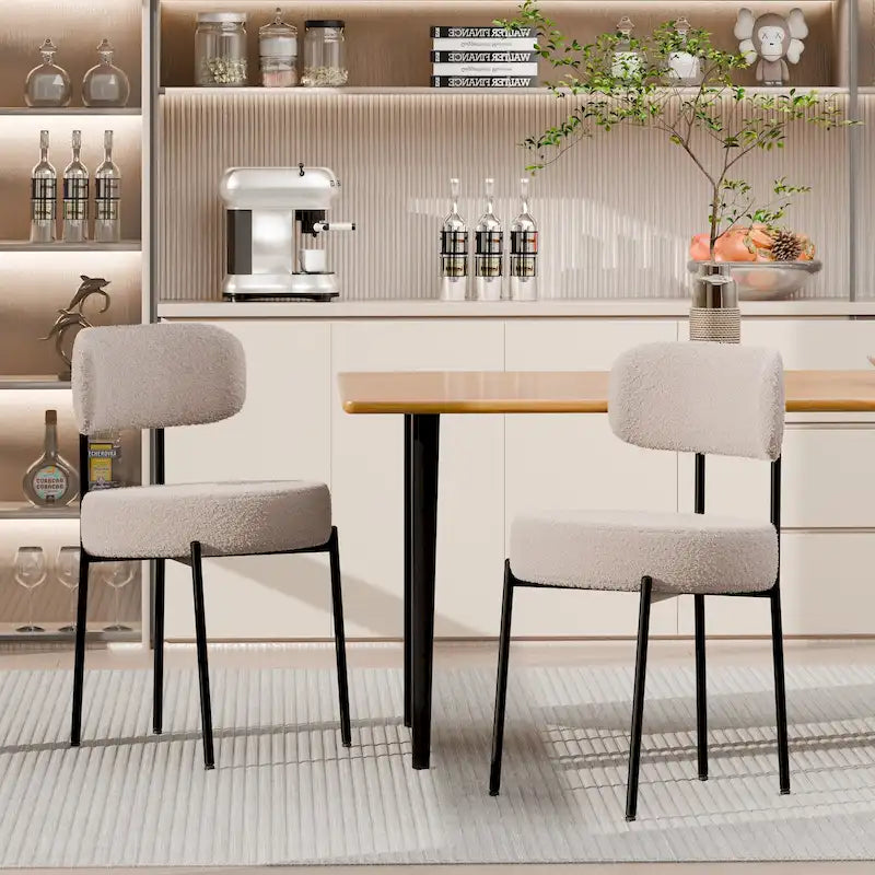 Ensemble de 2/4/6 chaises de salle à manger XINMICS, chaises de cuisine/salle à manger rembourrées en bouclette de style moderne du milieu du siècle