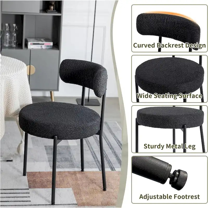 Ensemble de 2/4/6 chaises de salle à manger XINMICS, chaises de cuisine/salle à manger rembourrées en bouclette de style moderne du milieu du siècle