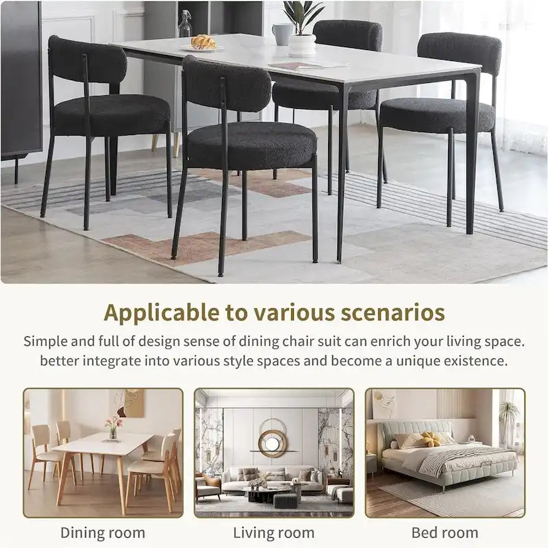 Ensemble de 2/4/6 chaises de salle à manger XINMICS, chaises de cuisine/salle à manger rembourrées en bouclette de style moderne du milieu du siècle