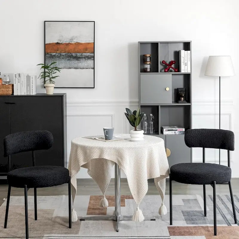 Ensemble de 2/4/6 chaises de salle à manger XINMICS, chaises de cuisine/salle à manger rembourrées en bouclette de style moderne du milieu du siècle