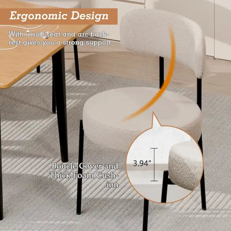 Ensemble de 2/4/6 chaises de salle à manger XINMICS, chaises de cuisine/salle à manger rembourrées en bouclette de style moderne du milieu du siècle