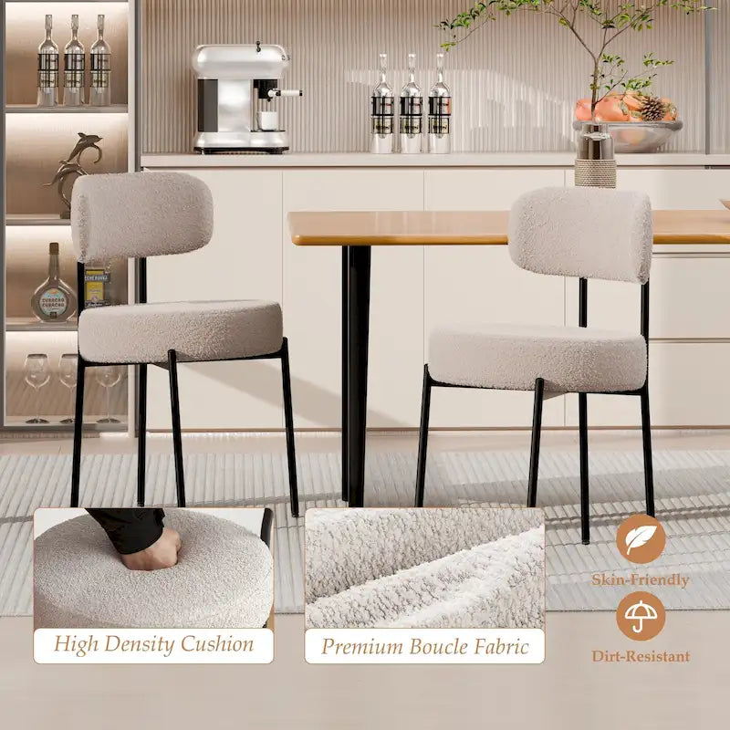 Ensemble de 2/4/6 chaises de salle à manger XINMICS, chaises de cuisine/salle à manger rembourrées en bouclette de style moderne du milieu du siècle