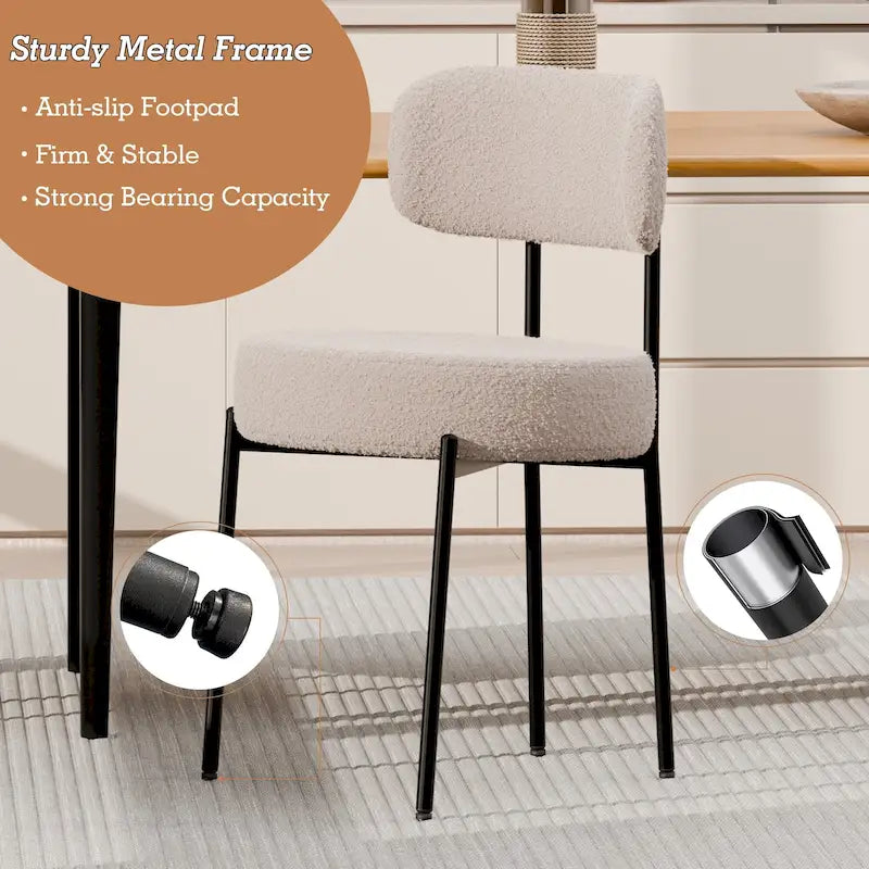 Ensemble de 2/4/6 chaises de salle à manger XINMICS, chaises de cuisine/salle à manger rembourrées en bouclette de style moderne du milieu du siècle