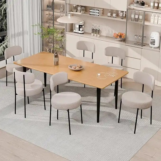 Ensemble de 2/4/6 chaises de salle à manger XINMICS, chaises de cuisine/salle à manger rembourrées en bouclette de style moderne du milieu du siècle
