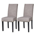 Ensemble de 2 chaises de salle à manger Glitzhome 38H à dossier haut, en tissu lin clouté, avec repose-pieds