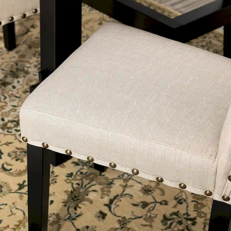 Ensemble de 2 chaises de salle à manger Glitzhome 38H à dossier haut, en tissu lin clouté, avec repose-pieds