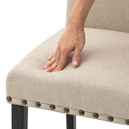 Ensemble de 2 chaises de salle à manger Glitzhome 38H à dossier haut, en tissu lin clouté, avec repose-pieds