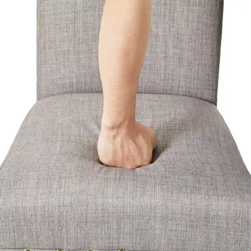 Ensemble de 2 chaises de salle à manger Glitzhome 38H à dossier haut, en tissu lin clouté, avec repose-pieds