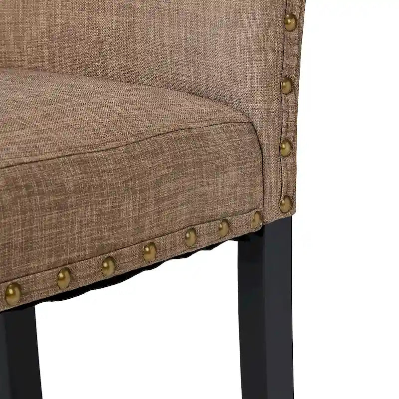Ensemble de 2 chaises de salle à manger Glitzhome 38H à dossier haut, en tissu lin clouté, avec repose-pieds