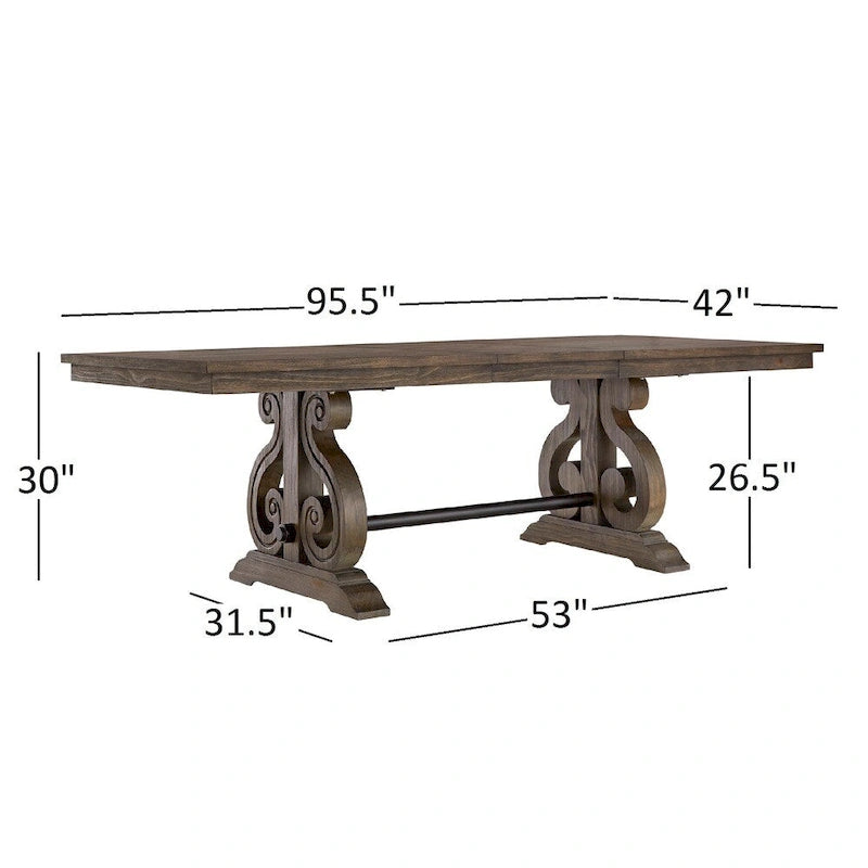 Table de salle à manger extensible ou ensemble de salle à manger Rowyn Wood par iNSPIRE Q Artisan
